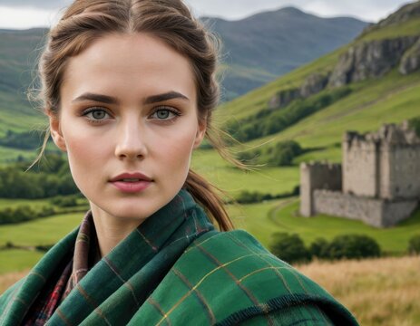 Castle Chic: Fashion Portrait amidst Ancient Scottish Backdrop