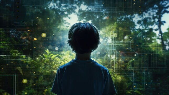 Technology versus nature, the impact of the digital age on children. Contrast between the digital and natural world. The negative effects of technology on child development.