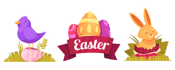 Easter celebration illustrations in flat style