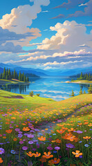 Beautiful landscape background on mobile resolution
