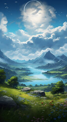 Beautiful landscape background on mobile resolution