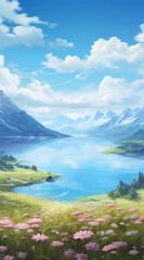 Beautiful landscape background on mobile resolution