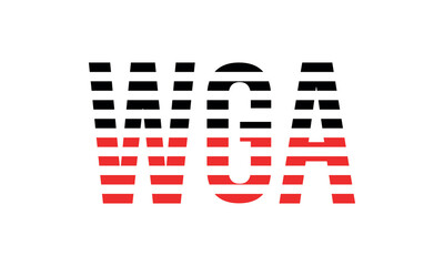 WGA three initial letter iconic line negative space minimal logo design vector template. monogram, abstract, wordmark, business, typography, minimalist, brand, company, flat, modern, unique, simple