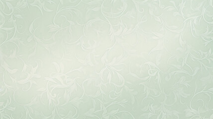 spring light green soft pastel, delicate mint background with vintage floral ornament of olive shades wallpaper on the wall copy space blank - 729100309