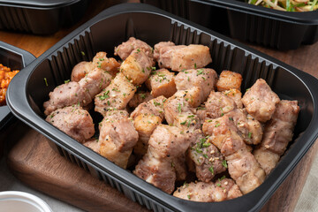 Korean food, pork, grilled, pork belly, cold noodles, ribs, charcoal fire, kkakduk, side dishes,