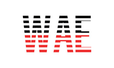WAE three initial letter iconic line negative space minimal logo design vector template. monogram, abstract, wordmark, business, typography, minimalist, brand, company, flat, modern, unique, simple