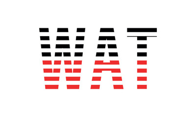 WAT three initial letter iconic line negative space minimal logo design vector template. monogram, abstract, wordmark, business, typography, minimalist, brand, company, flat, modern, unique, simple