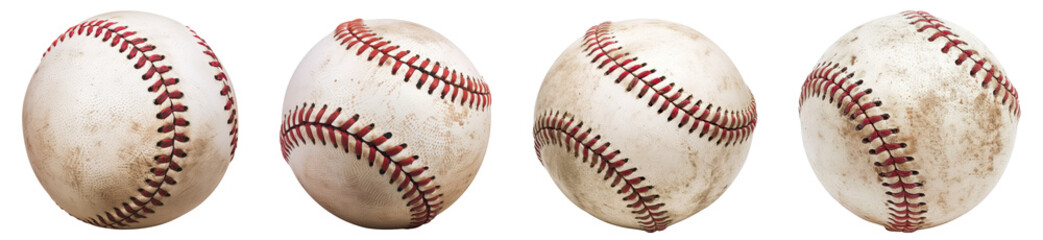 A set of baseball ball isolated on a transparent background PNG
