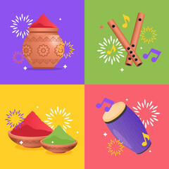 Holi illustrations in gradient style