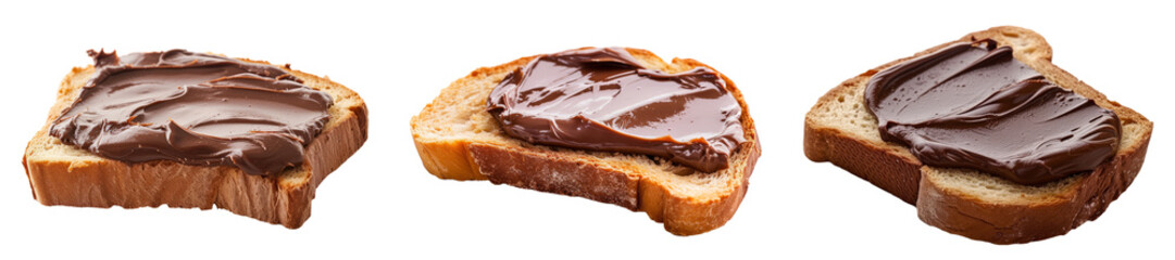 Bread with chocolate cream isolated on white background cutout
