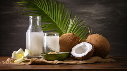 Obraz na płótnie Canvas Beautiful composition with coconut water