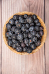Blueberries in a bowl, top view 