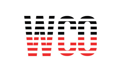 WCO three initial letter iconic line negative space minimal logo design vector template. monogram, abstract, wordmark, business, typography, minimalist, brand, company, flat, modern, unique, simple