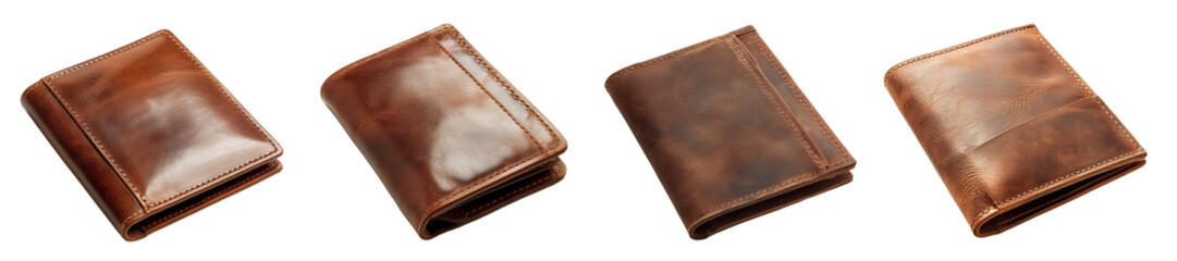Set of leather wallet collection  - obrazy, fototapety, plakaty