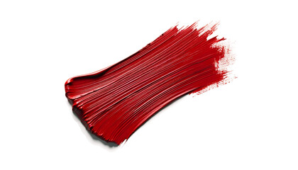 red painted color paint stroke isolated on transparent background