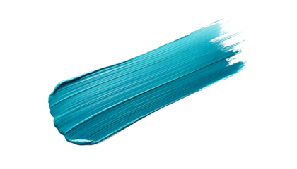 cyan painted color paint stroke isolated on transparent background