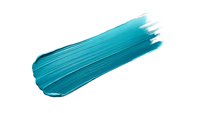 cyan painted color paint stroke isolated on transparent background - Powered by Adobe