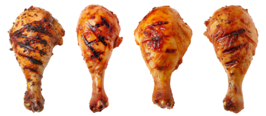 Tasty grilled chicken leg on transparent  background
