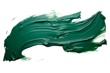 green painted color paint stroke isolated on transparent background