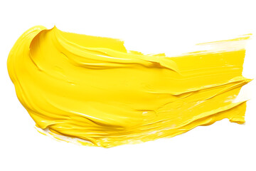 yellow painted color paint stroke isolated on transparent background