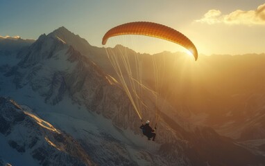 Paraglider soaring over scenic mountains, capturing the essence of freedom and adventure.