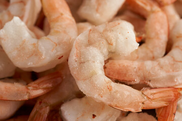 Frozen shrimps closeup