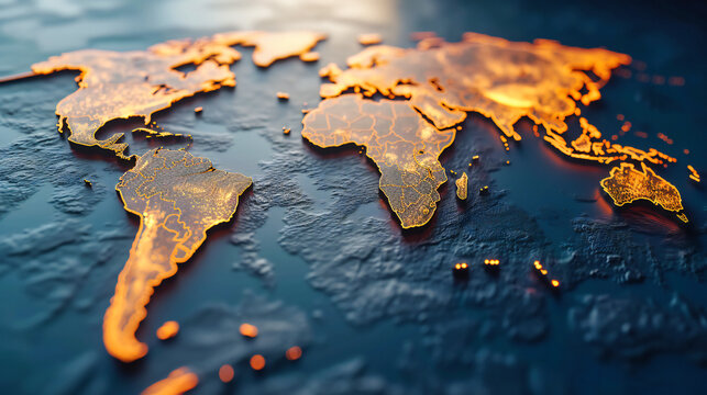 Detailed global map on a spherical globe, showcasing the geography of continents and oceans, highlighting international travel and environmental science