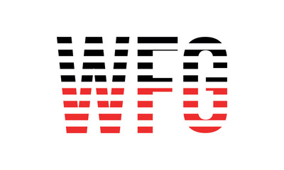 WFG three initial letter iconic line negative space minimal logo design vector template. monogram, abstract, wordmark, business, typography, minimalist, brand, company, flat, modern, unique, simple