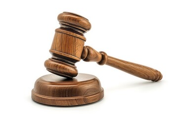Judge's gavel hammer for adjudication isolated on white background
