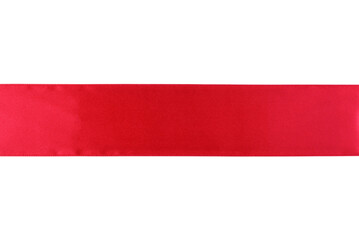 Red satin ribbon isolated on transparent background.