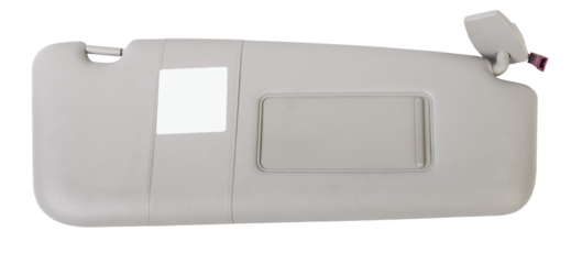 Car visor interior. auto grey sun visor with mirror on white isolated background. Auto service industry. Spare parts catalog.