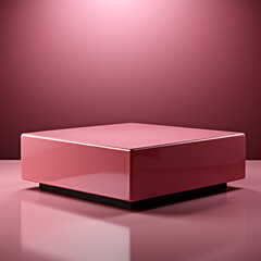 pink plinth on plain color studio background
