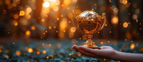 Golden Trophy in the Sunlight Generative AI