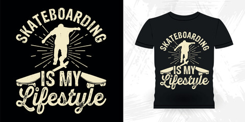 Fototapeta premium Funny Skating Skateboard Skater Retro Vintage T-shirt Design