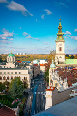 Fototapeta na wymiar Belgrad - die Hauptstadt von Serbien mit Blick zu Kathedrale Heiliger Michael