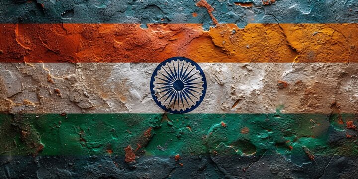 Indian Flag on a Rusty Wall A Celebration of Diversity and Heritage Generative AI