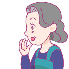 口を開けているシニア女性のイラスト