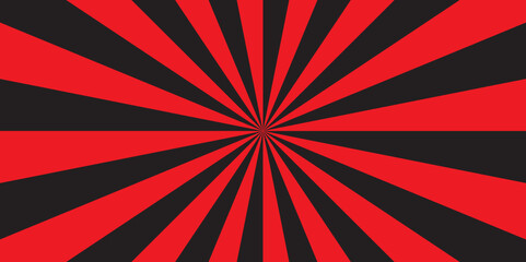 Abstract red and black background with sunburst pattern colorful design. Vintage sunrays illustration swirl grunge backdrop line.	

