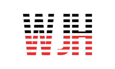 WJH three initial letter iconic line negative space minimal logo design vector template. monogram, abstract, wordmark, business, typography, minimalist, brand, company, flat, modern, unique, simple