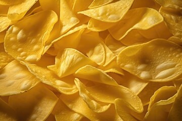 Crunch Time Delight: A Textured Close-Up of Golden Corn Chips - Generative AI