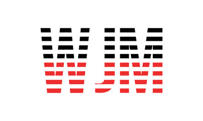 WJM three initial letter iconic line negative space minimal logo design vector template. monogram, abstract, wordmark, business, typography, minimalist, brand, company, flat, modern, unique, simple