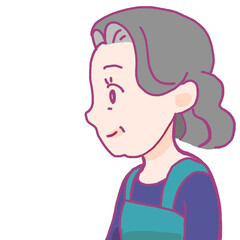 横向きのシニア女性