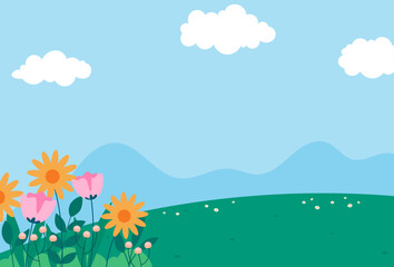 Fototapeta na wymiar Natural spring landscape background vector illustration