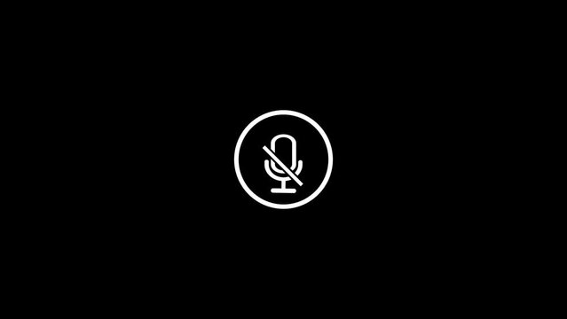 Abstract mute microphone icon animation on background, seamless looped 4k animation