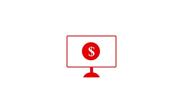 Dollar sign animated icon with monitor background