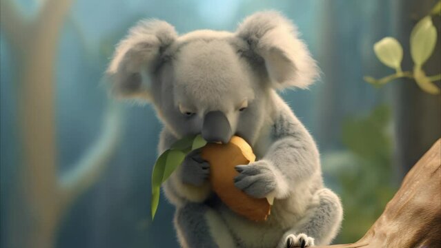 koala is eating footage 4k