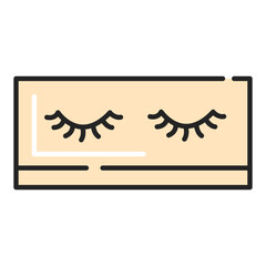 Fake eyelashes in package line icon vector isolated. Concept of beauty and fashion. Adhesive false eyelashes.