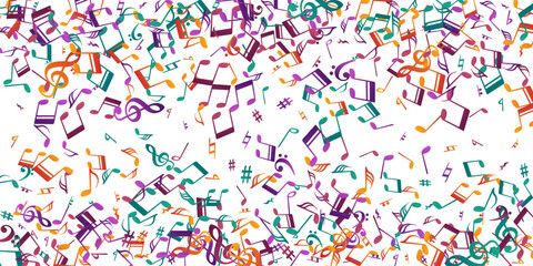 Musical notes cartoon vector background. Melody