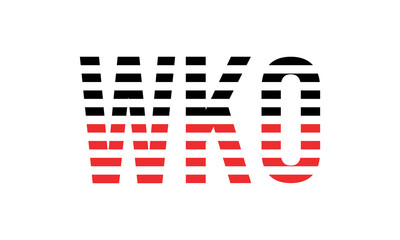 WKO three initial letter iconic line negative space minimal logo design vector template. monogram, abstract, wordmark, business, typography, minimalist, brand, company, flat, modern, unique, simple