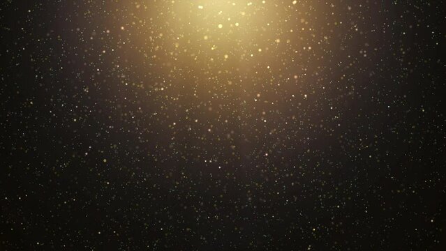 Abstract background with raining golden glitter - Cosmic dance of shining particles